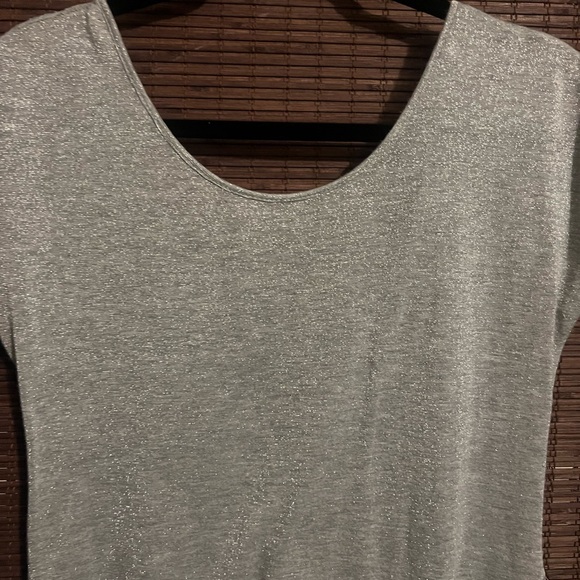 Elegant Silver Lace Hem High Low Women's Top - Picture 3 of 8